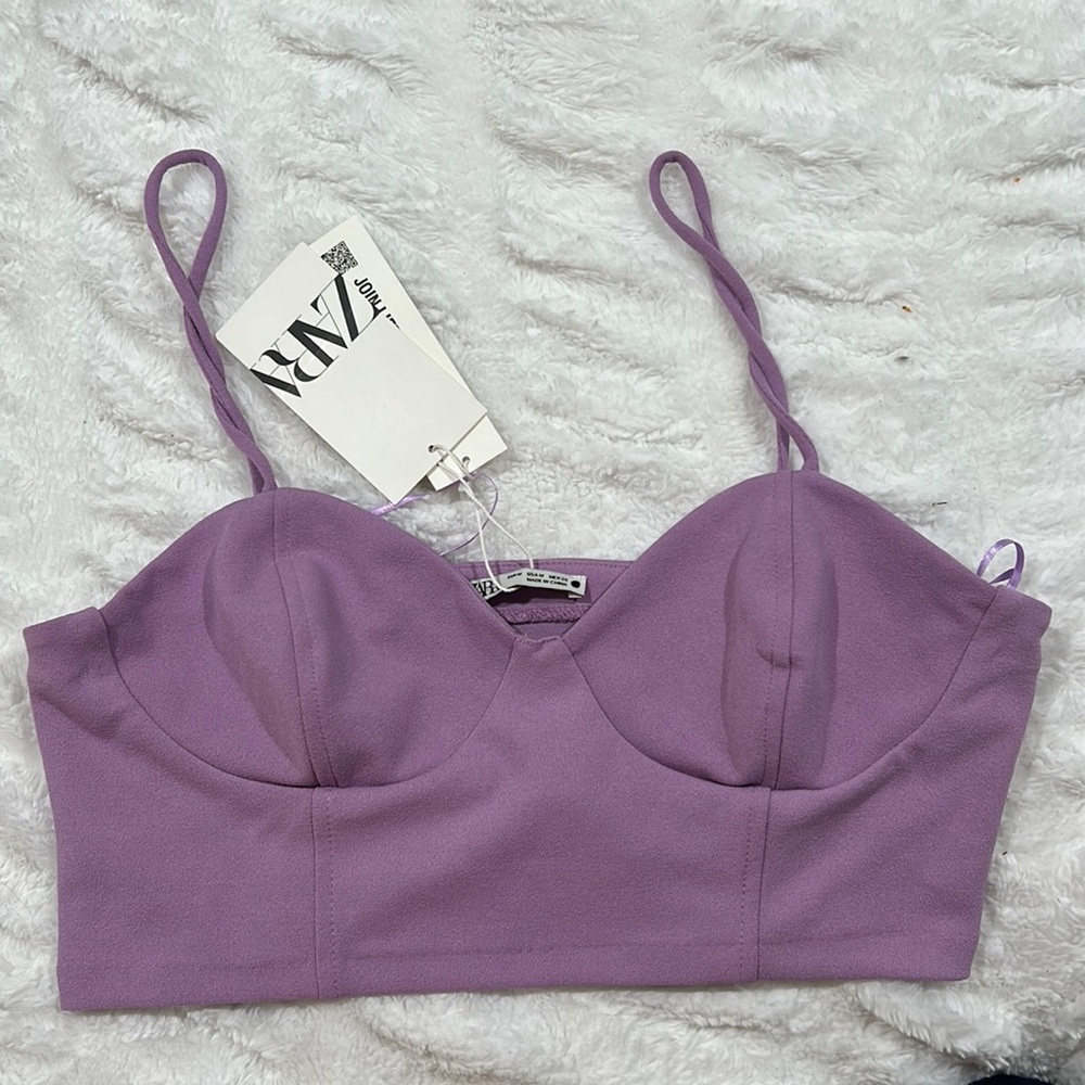 Zara Size M Ribbed Crop Top NWT